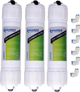 AQUANZA ELEGANT INLINE Inline Pre Carbon, Sediment & Post Carbon Filter Set with 6 Elbow (PACK of 9) Suitable for all RO Water Purifiers Solid Filter 