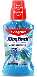 Colgate Maxfresh Plax Antibacterial Mouthwash, 24/7 Fresh Breath - Peppermint Fresh