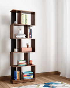 Floresta Wud Engineered Wood Zig Zag Book Shelf For Study Room/ Office/ Library | Engineered Wood Open Book Shelf
