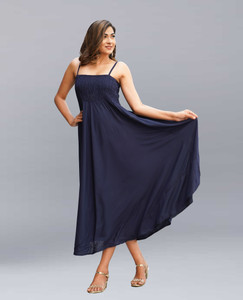 FANCIFY Women Gown Dark Blue Midi/Calf Length Dress