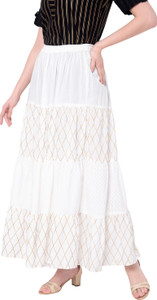 NYPA Printed Women Flared White Skirt