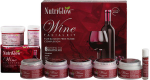न्यूट्रीग्लो Red Wine Facial Kit (250 gm) + Wine Bleach Cream (43 gm) /Natural Glow /Deep Cleanses /Glowing Skin/ All Skin Type