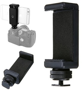 SHOPEE 1/4" Phone Clip Holder + Hot Shoe Adapter Mount Screw For Camera Black Flash Shoe Adapter