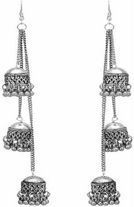 krest Afghani Kashmiri Tribal Oxidized Alloy Jhumki Earring Silver Jhumki Earring
