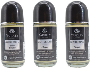 Yardley London Gentleman Classic Deodorant Roll-On Alcohol Free 50ML Each (Pack of 3) Deodorant Roll-on  -  For Men