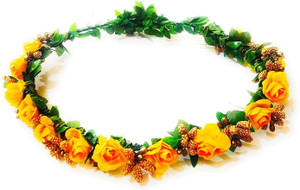 SHREE BALAJI Flower Pearl Gracious Tiara/Crown Head Band Hair Accessory Set