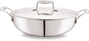 cello Tri Ply Stainless Steel Kadhai with Lid 20 Cm Kadhai 20 cm diameter with Lid 1.6 L capacity