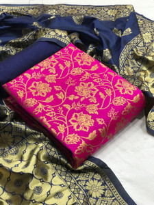 Dutt Textiles Silk Blend Self Design Salwar Suit Material