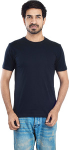 Clothe Funn Solid Men Round Neck Dark Blue T-Shirt