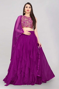 Divastri Solid Semi Stitched Lehenga Choli