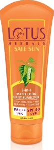 LOTUS HERBALS Sunscreen - SPF 40 PA+++ SafeSun 3in1 Matte look daily Tinted sunscreen|SPF 40 PA+++|BB glow