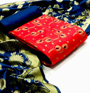 Dutt Textiles Silk Blend Self Design Salwar Suit Material