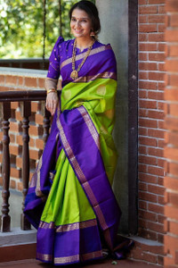 KALKEE FASHION Printed Banarasi Jacquard, Cotton Silk Saree