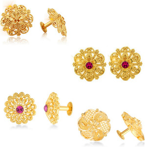 VIGHNAHARTA Traditional South Screw Back alloy 1 one gram gold plated wedding bridal Stylish fancy party wear everyday Ethnic Enamel Stud Earring Combo set For Women and Girls- (Sales Package- 4 pair Earring set) Alloy Earring Set