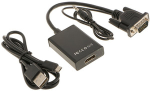 HARIKRUPEX  TV-out Cable VGA Male to HDMI Output 1080P HD +Audio TV AV Video Cable Converter Adapter