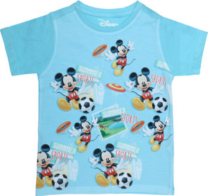 Mickey Mouse Family Boys Typography, Printed Polycotton Regular T Shirt