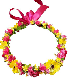 SHREE BALAJI Flower Pearl Gracious Tiara/Crown Head Band Hair Band