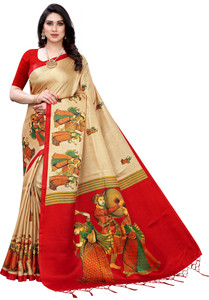 YASHIKA Printed Madhubani Art Silk Saree