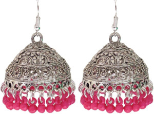 Weariton Oxidised Beautiful Stylish Fancy Party Wear Ethnic Bohemian Jhumka Afghani Earrings Beads German Silver, Enamel, Plastic, Brass, Metal Jhumki Earring, Tunnel Earring, Drops & Danglers