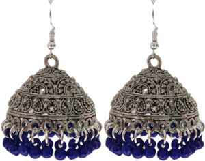 Weariton Oxidised Beautiful Stylish Fancy Party Wear Ethnic Bohemian Jhumka Afghani Earrings Beads German Silver, Enamel, Plastic, Brass, Metal Jhumki Earring, Tunnel Earring, Drops & Danglers