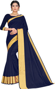 BAPS सेल्फ डिज़ाइन, बुना हुआ, एम्बेलिश्ड, सॉलिड/प्लेन बॉलीवुड कॉटन ब्लेंड, आर्ट सिल्क साड़ी