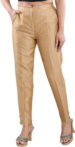 Dream & Dzire Regular Fit Women Gold Trousers