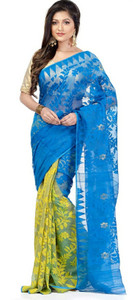 BASANA SAREE KUTHIR Self Design, Woven, Floral Print Jamdani Pure Cotton Saree