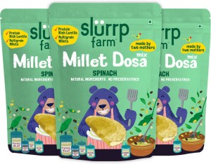 Slurrp Farm High Protein Millet Dosa Instant Mix, Supergrains and Spinach, Natural and Healthy Food, 150g each (Pack of 3) 450 g