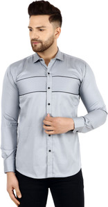 Pepzo Men Solid Casual Silver Shirt