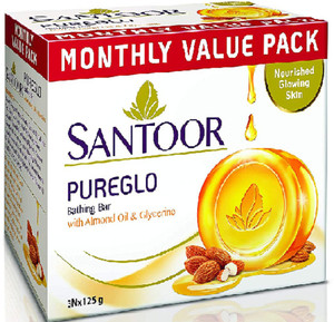 Santoor प्योरग्लो ग्लिसरीन सोप 3 pc का पैक 375 gm