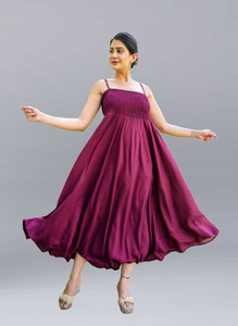 FANCIFY Women Gown Purple Maxi/Full Length Dress