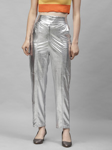 ATHENA Regular Fit Women Silver Trousers