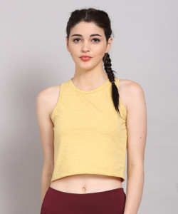 The Dance Bible Casual Sleeveless Solid Women Yellow Top