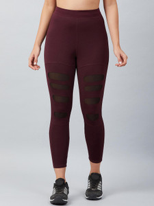 BLINKIN Solid Women Maroon Tights
