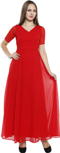 shaper Women A-line Red Maxi/Full Length Dress