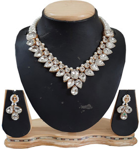 Shiv Alloy White, Gold Jewellery Set