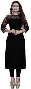 RUDRA TIMES Women Self Design, Solid Straight Kurta