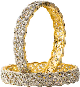 Manikya Brass Cubic Zirconia Gold-plated, Rhodium Bangle Set