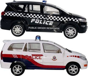 centy toys Set 2 Csta Police & Delhi Police Car Pull & Go Toy Cars For Kids & Showpiece (Black, White, Pack of: 2)