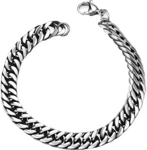 Minprice Stainless Steel Silver Coated Bracelet Price in India