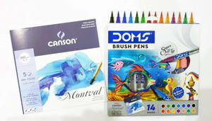 DOMS 14 Shade Brush Pen (Free 5 CANSON Sheet 17.5*17.5cm)