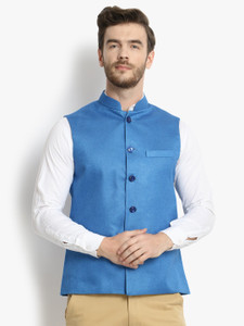 Vastraa Fusion Sleeveless Solid Men Jacket
