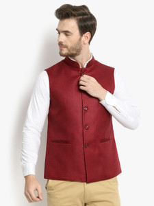 Vastraa Fusion Sleeveless Solid Men Jacket