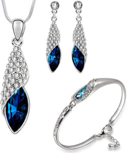 Om Jewells Alloy Rhodium Blue Jewellery Set