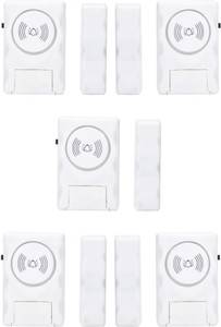 Fedus Wireless Door Window Security Burglar 105 Decibel Alarm with Magnetic Sensor Door Entry Burglar Alarm Window Open Alert Alarm Siren, Door Window Sensor Anti Theft System for Home Office Pack-5 Door & Window Door Window Alarm
