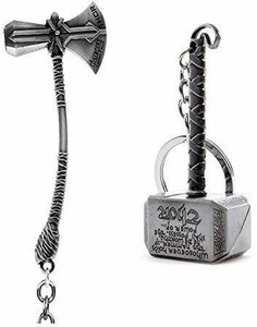 Electro Cloud Marvel Thor Axe & Hammer Silver Metal Key Chain (Pack - Image 4