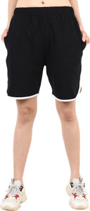 Clothmaster Solid Women Black Basic Shorts