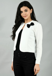 Moshe Casual 3/4 Sleeve Solid Women White Top