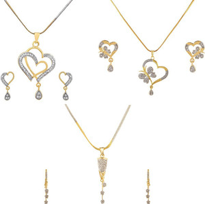 ZENEME Alloy Gold-plated Silver, Gold Jewellery Set