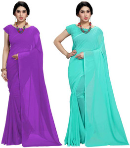 ANAND Solid/Plain Bollywood Georgette Saree